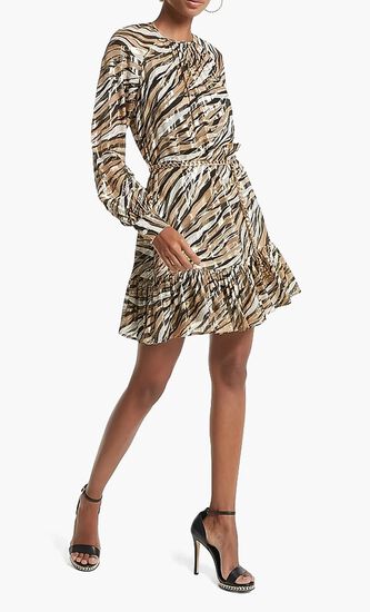 Zebra Fil Coupe Belted Mini Dress