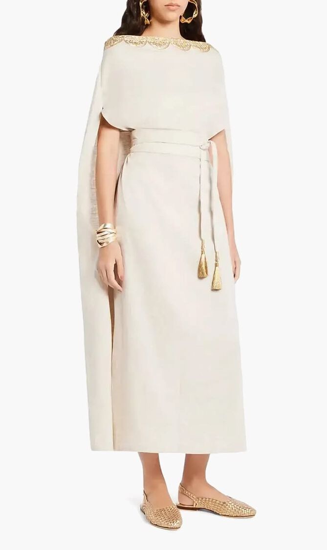 Divine Off Shoulder Dress Linen