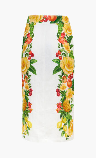 PICNIC FLOWERS OFF WHITE BUTTONNED MIDI SKIRT