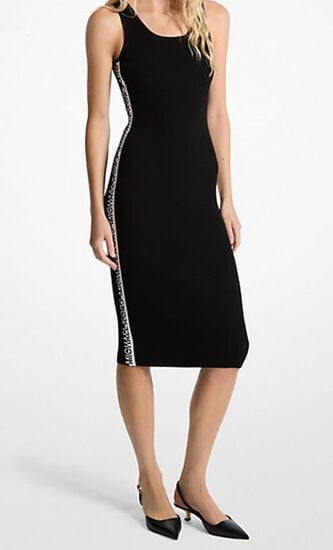 Stretch Knit Logo Tape Midi Tank Dress