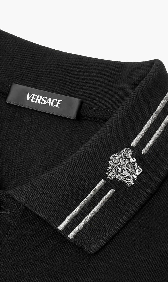 Medusa Head Embroidered Polo Shirt