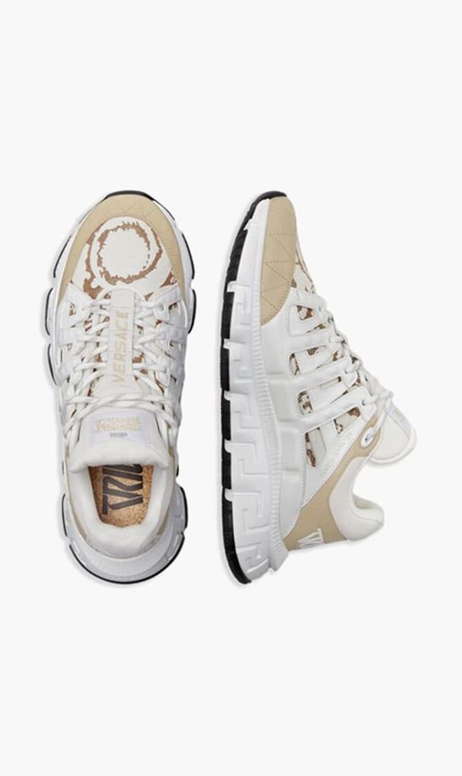 SNEAKER CALF LEATHER+JACQUARD BAROCCO+FABRIC