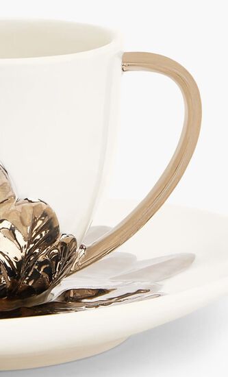VLI PEACOCK COFFEE CUP WHITE PLATINUM