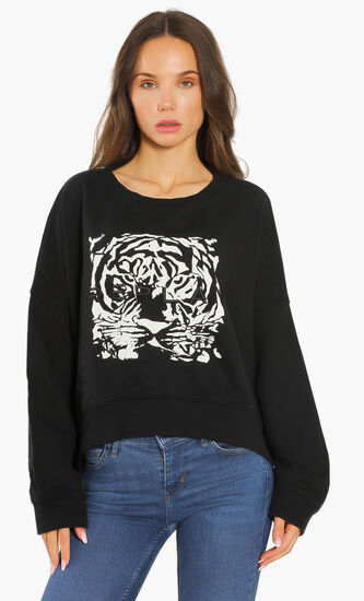 Tiger Head Crop Sweatshirt