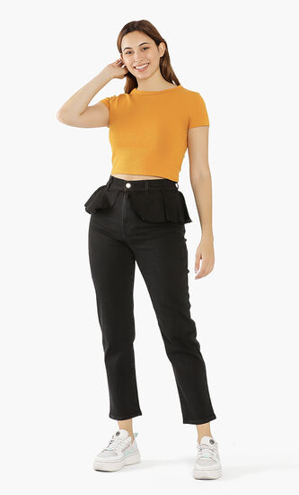 Ruffled Stretch Fit Jeans