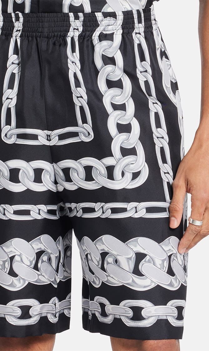 SHORTS MEDUSA CHAINS PRINT SILK TWILL