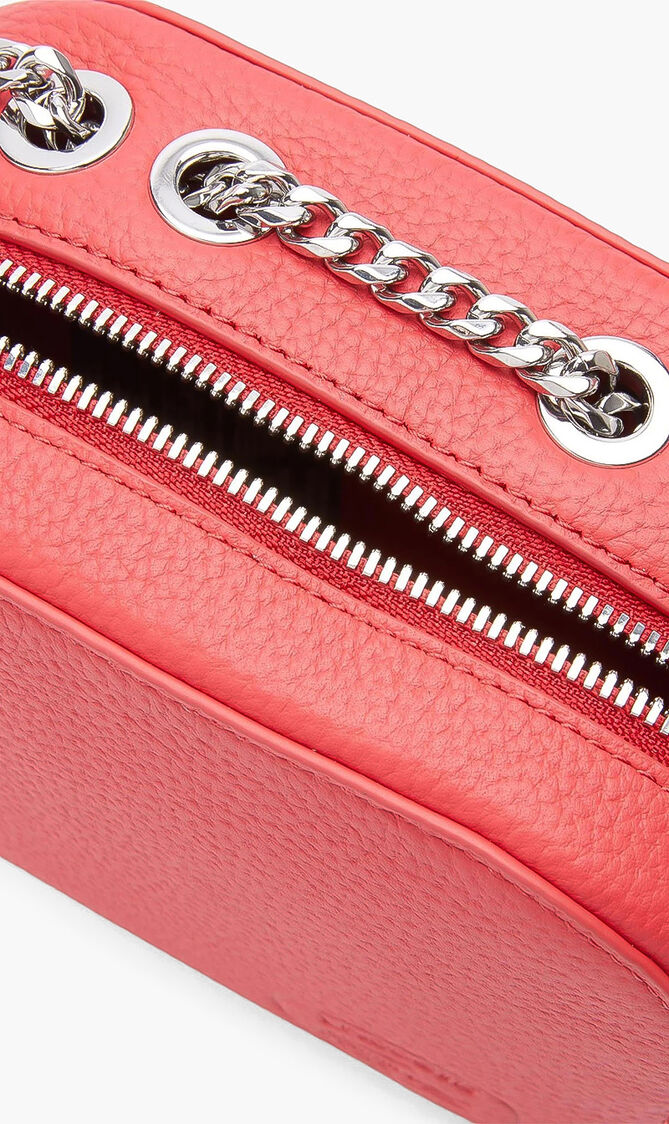 Croco Crew Zippered Grained Leather Shoulder Bag