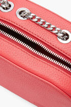 Croco Crew Zippered Grained Leather Shoulder Bag