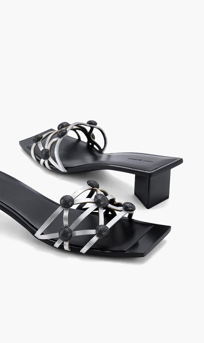 Crystal Bobble Heeled Mule Sandal