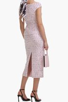 PINK BOUCLE PEARL MIDI DRESS