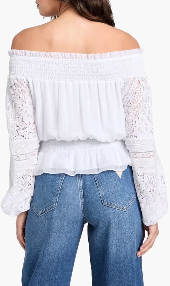 Silk Blend Off Shoulder Top