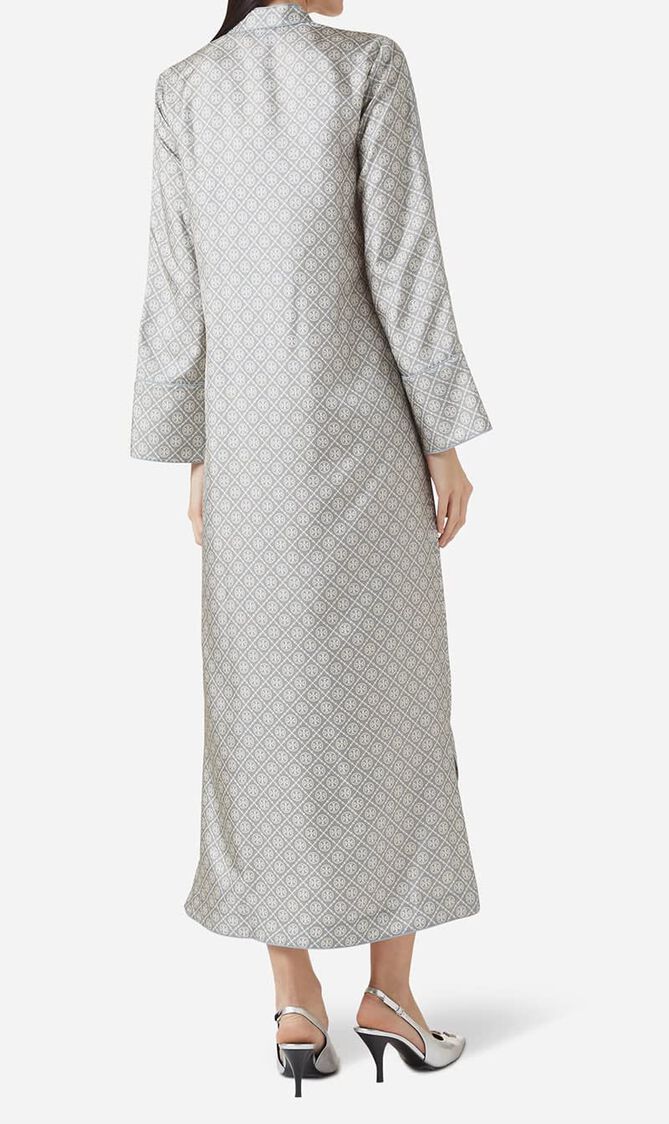 T Monogram Print Silk Kaftan