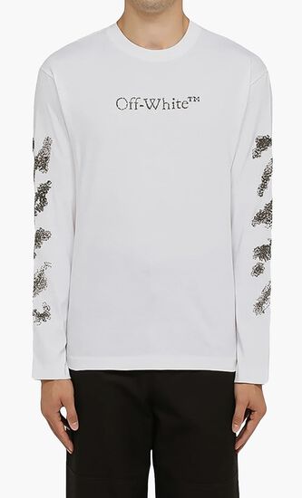 DIAGS BIT BOOK SKATE LS TEE WHITE BLACK