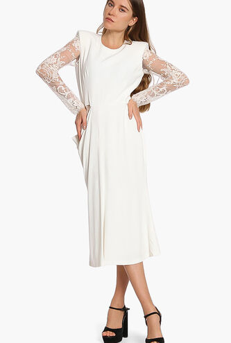 Lace Sleeves Evening Dress