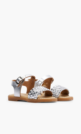 GOLD WOVEN OPEN TOE SANDALS