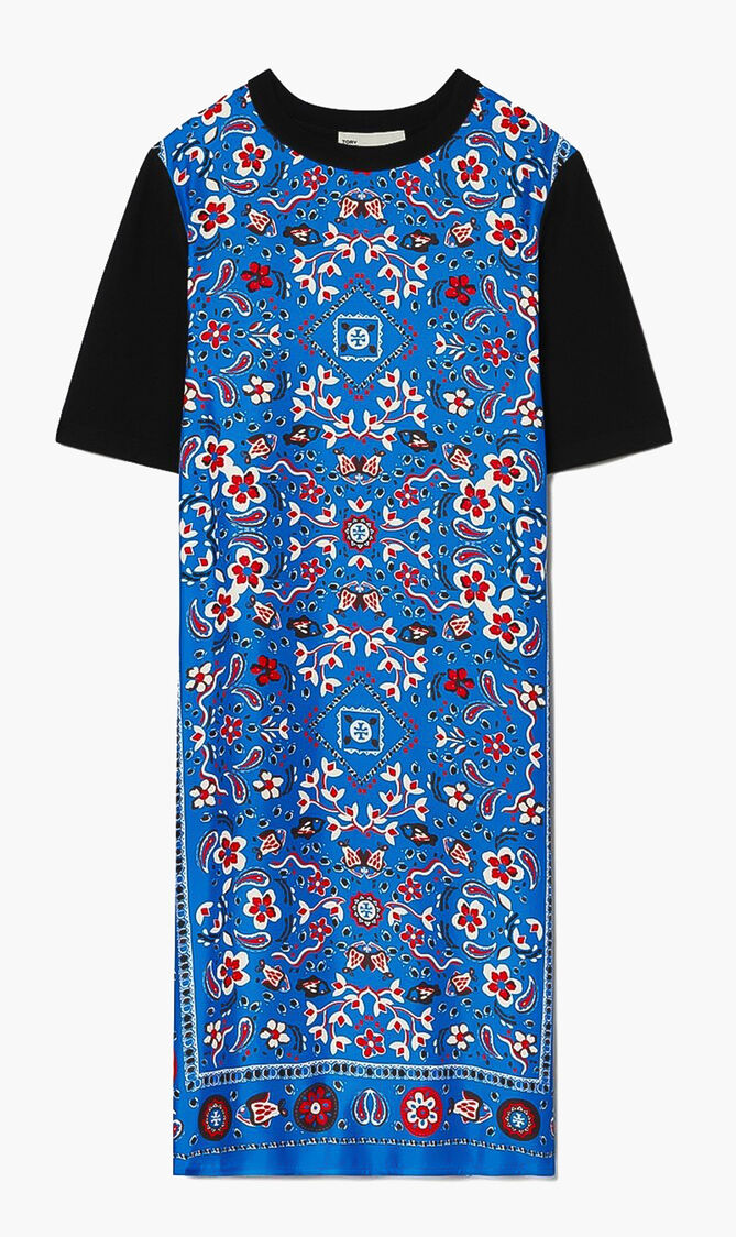 Silk Front Sweater Dress