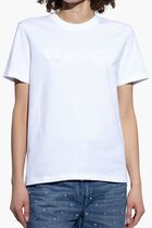 T-SHIRT VERSACE FRINGED LOGO EMBROIDERY COTTON JERSEY