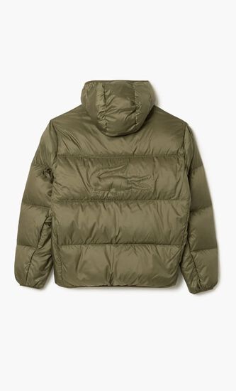 Short Water-Repellent Hooded Puffed Jacket