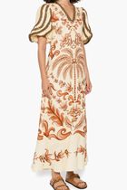 Milani Off White V Neckline Short Sleeve Maxi Dres