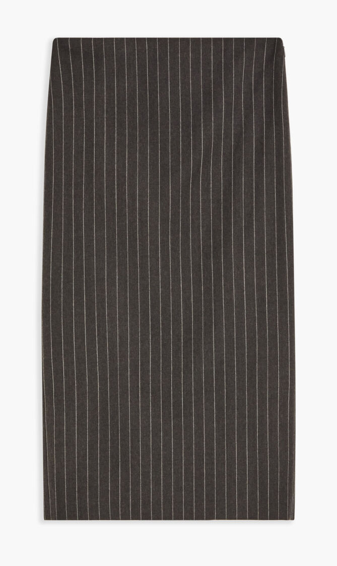 SKIRT MIDI WOOL PENCIL PINSTRIPE