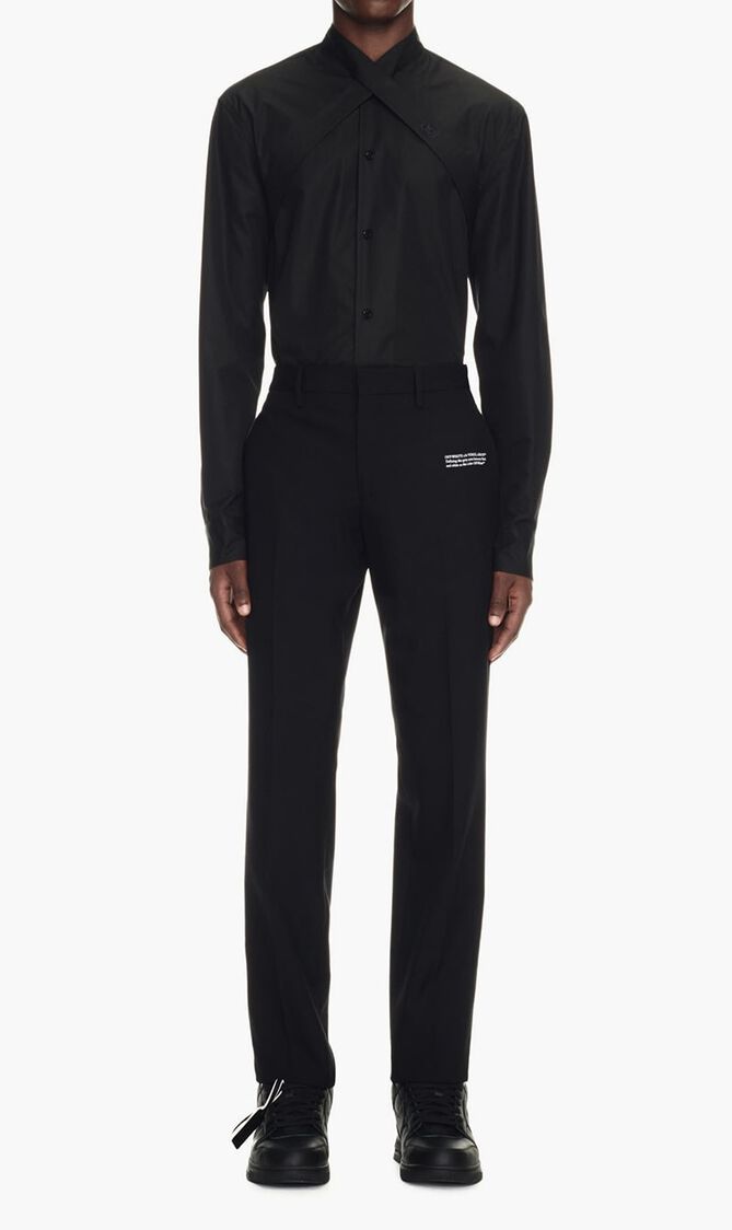 OW EMB HEAVYCOT FRONT COLLAR BLACK BLACK