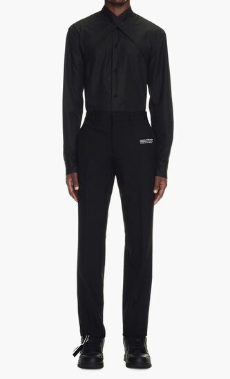 OW EMB HEAVYCOT FRONT COLLAR BLACK BLACK