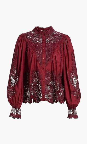 BERRY GARDEN GUIPURE BLOUSE