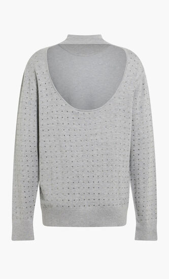 RHINESTONE OPEN BACK SWEATER