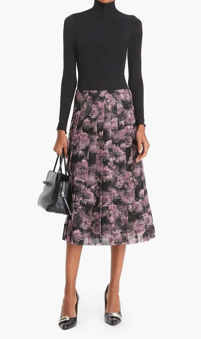 Printed Pleated Silk Skirt