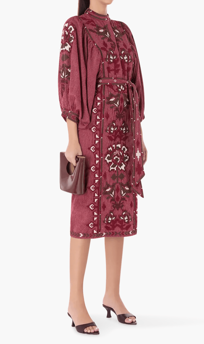 Cross Stitch Embroidered Midi Dress