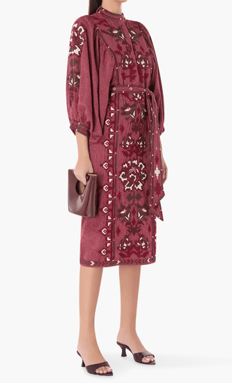 Cross Stitch Embroidered Midi Dress