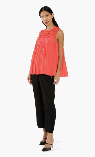 Sherbey Pleated Lace Blouse