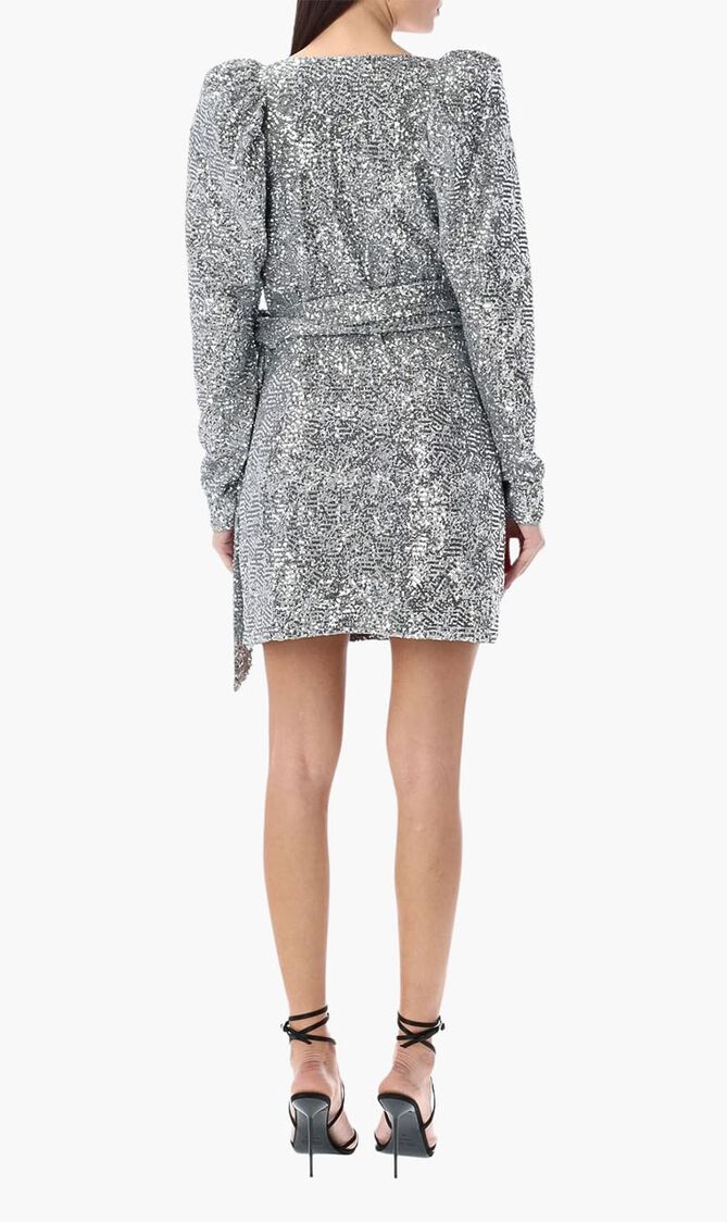 SEQUINS MINI WRAP DRESS