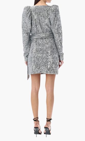 SEQUINS MINI WRAP DRESS