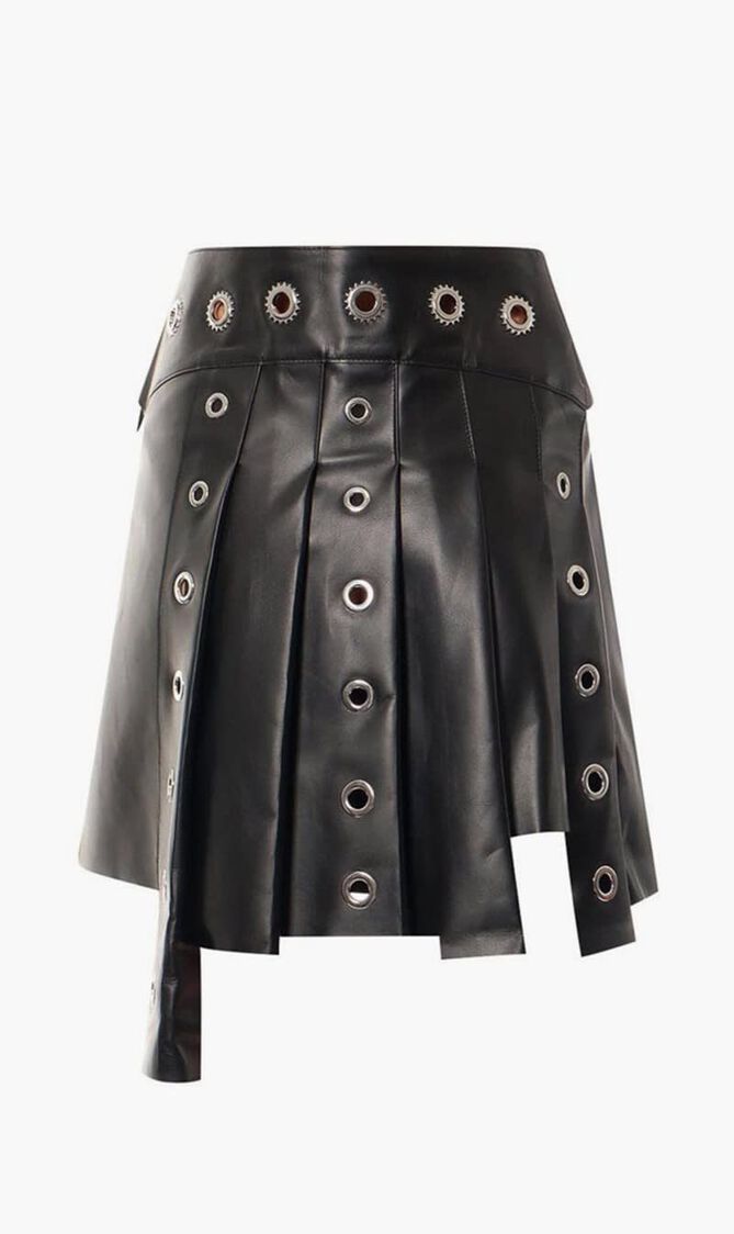 Midi Pleated Leather Skirt