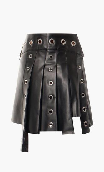 Midi Pleated Leather Skirt