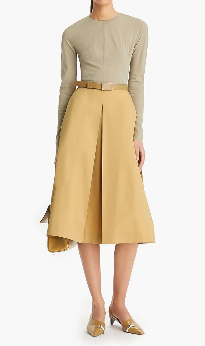 PLEATED POPLIN SKIRT