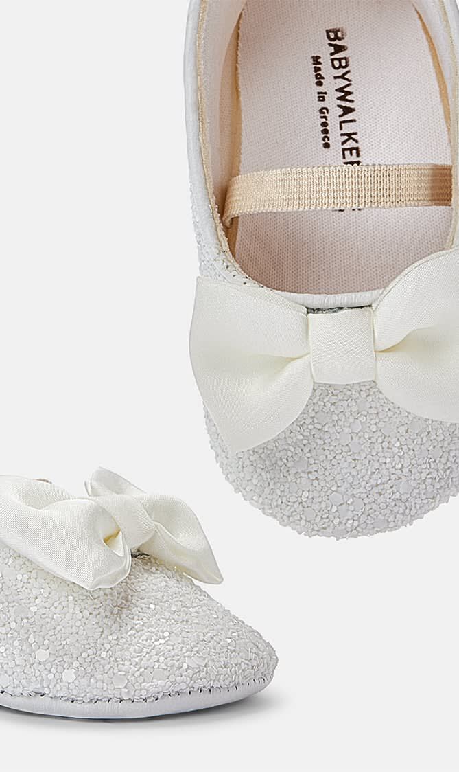 SATIN FABRIC HANDMADE BOW EMBELLISHED GLITTER FABRIC BALLERINAS