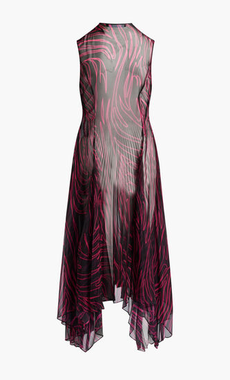 Zebra Print Midi Shirt Dress in Sheer Chiffon