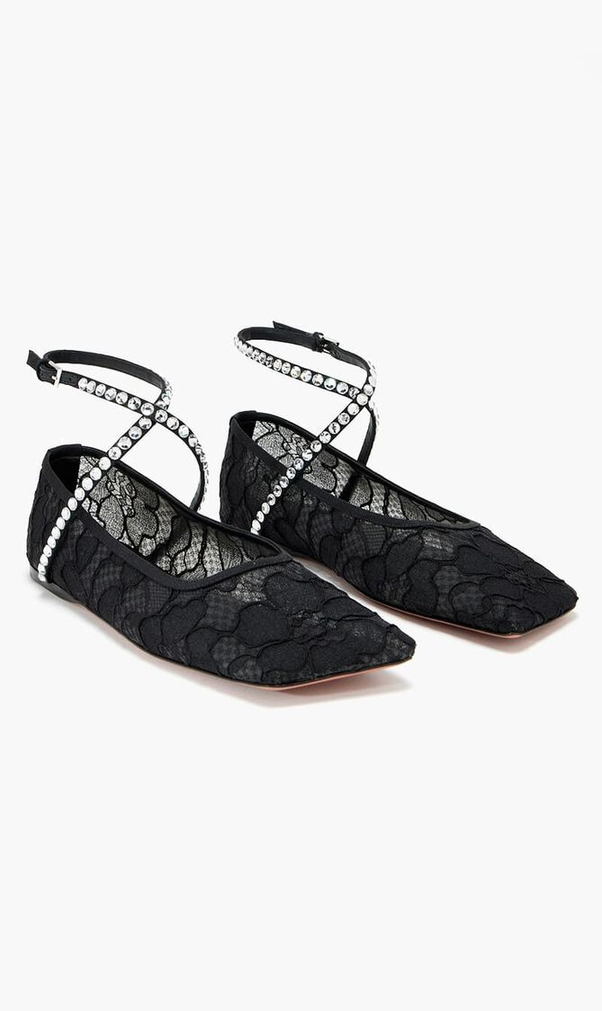 Ane Mesh Crystal Ballet Flats