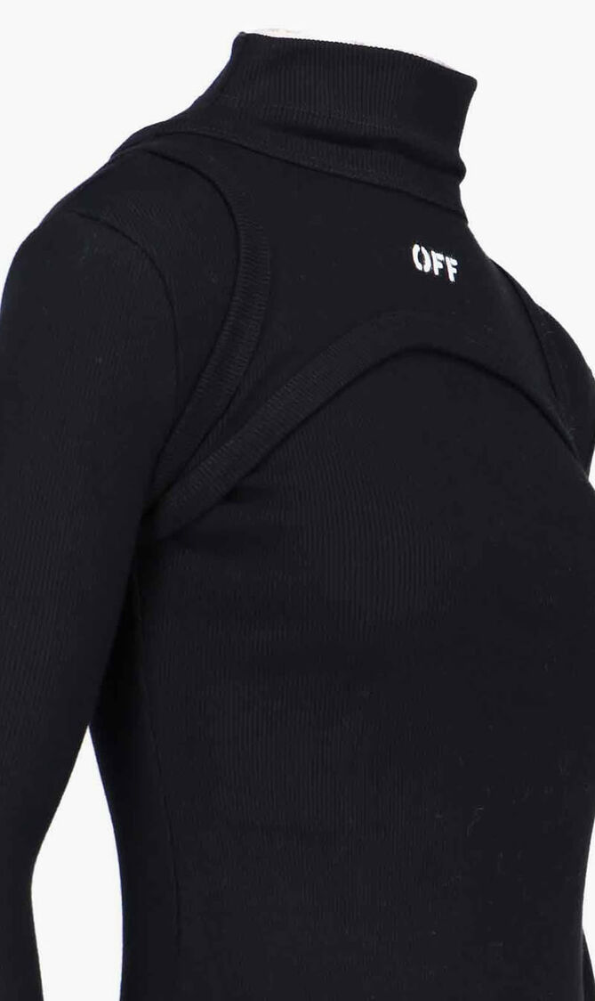 OFF STAMP RIB ROUND LONG DRES BLACK WHIT