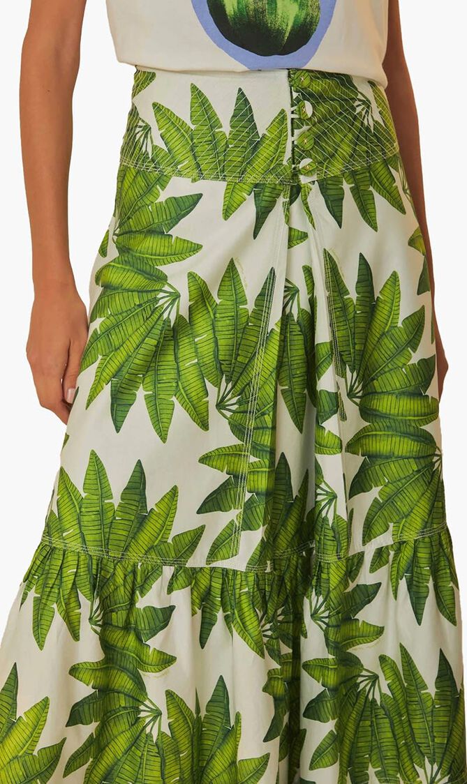 Palm Fan Organic Cotton Maxi Skirt