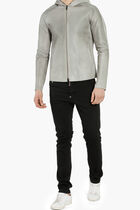 Bovine Leather Hooded Jacket