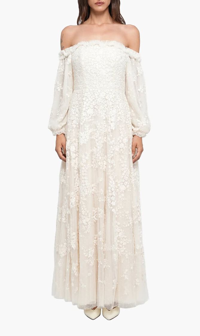 Lunaria Wreath Off Shoulder Gown