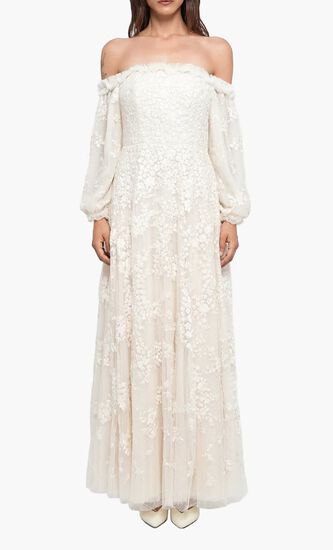 Lunaria Wreath Off Shoulder Gown