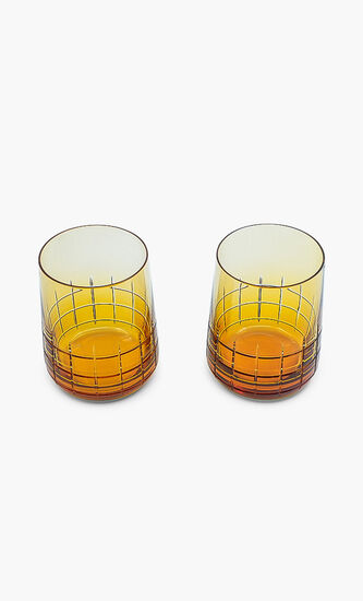 Graphik Set of Two Crystal Water Glasses Amber