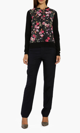 Graciiy Fern Forest Woven Front Sweater