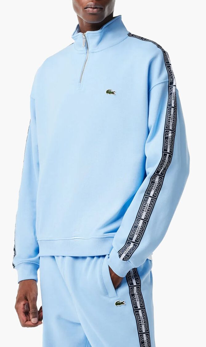 Loose Fit Half Zipper Printed Sweatshirt