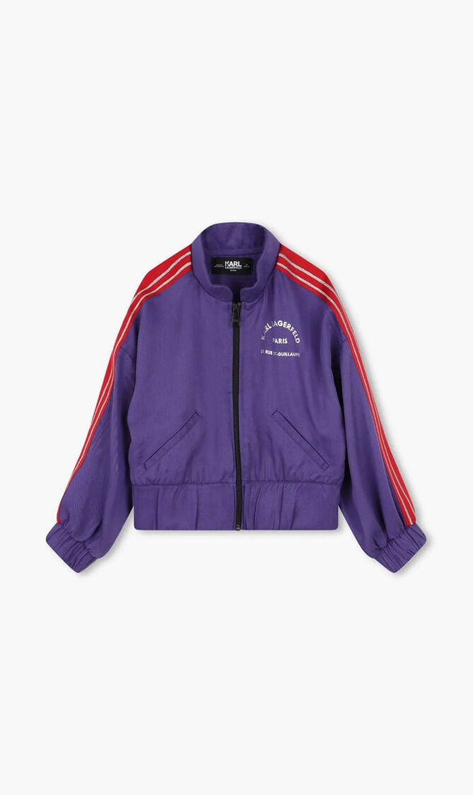 Logo Print Striped Bomber Jacket