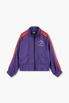 Logo Print Striped Bomber Jacket